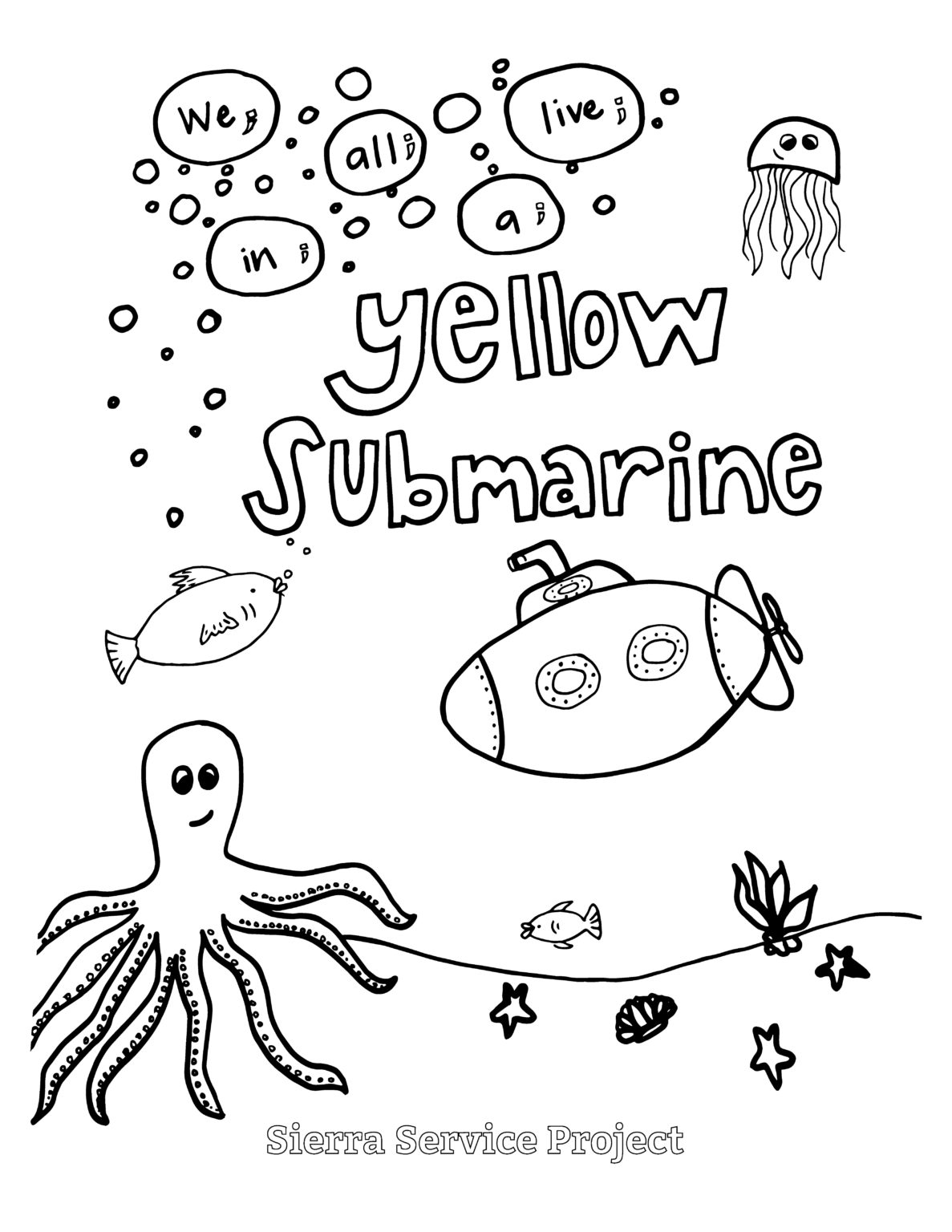 Yellow Submarine Colouring Pages