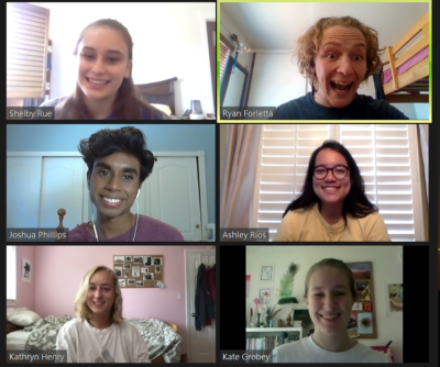 Six San Diego staff members smiling on Zoom.